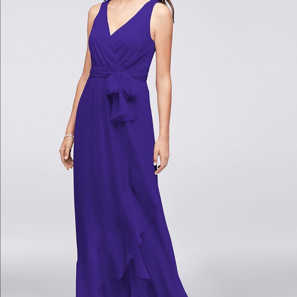 David’s Bridal Purple chiffon bridesmaid dress